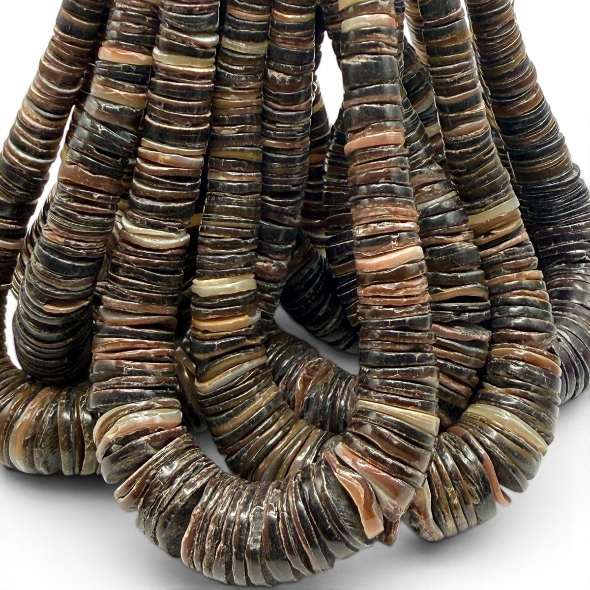 XL Graduated Brown Tahitian Pearl Shell - 100% Natural & Authentic - Never Dyed or Color Enhanced - Small Batch Production - Heishi 4-20mm
