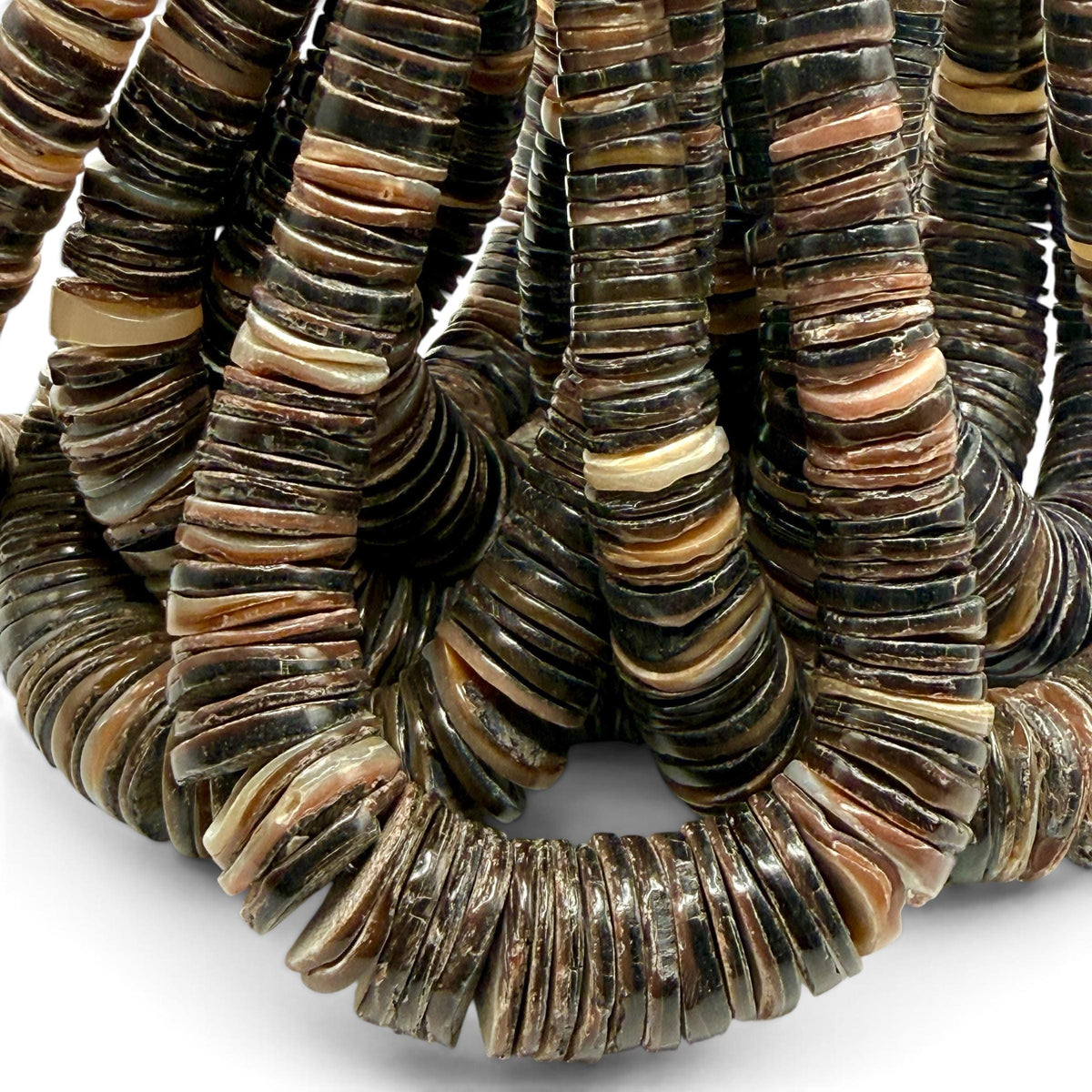 XL Graduated Brown Tahitian Pearl Shell - 100% Natural & Authentic - Never Dyed or Color Enhanced - Small Batch Production - Heishi 4-20mm