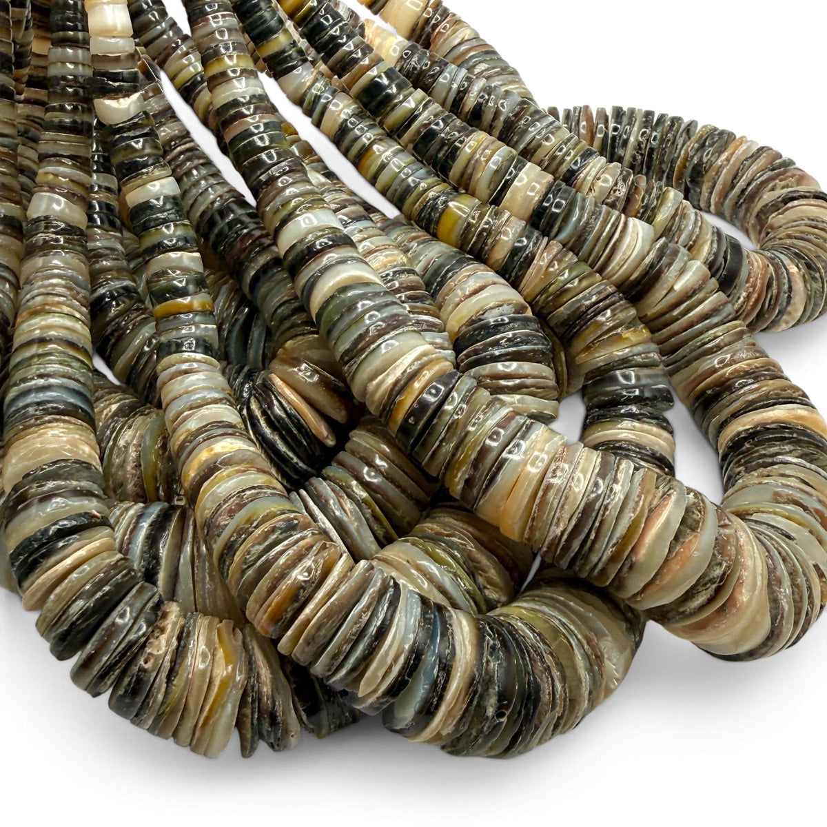 XL GRADUATED Black Tahitian Pearl Shell - 100% Natural & Authentic - Never Dyed or Color Enhanced - Small Batch Production - Heishi 4-20mm