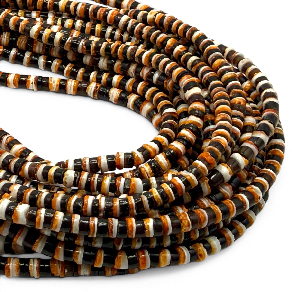 Spiny Oyster Shell & Black Tahitian Shell Mixed Beads - Never Dyed or Color Enhanced - Small Batch Production - Men’s Jewelry - 5mm