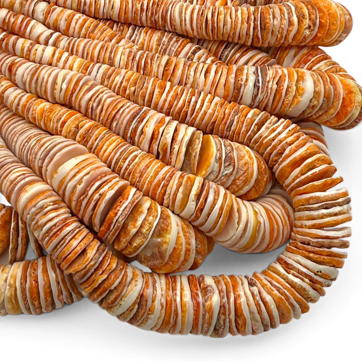 XL GRADUATED Spiny Oyster Shell Beads - Rough-Cut Non Polished - Never Dyed or Color Enhanced - Small Batch Production - Heishi 4-20mm