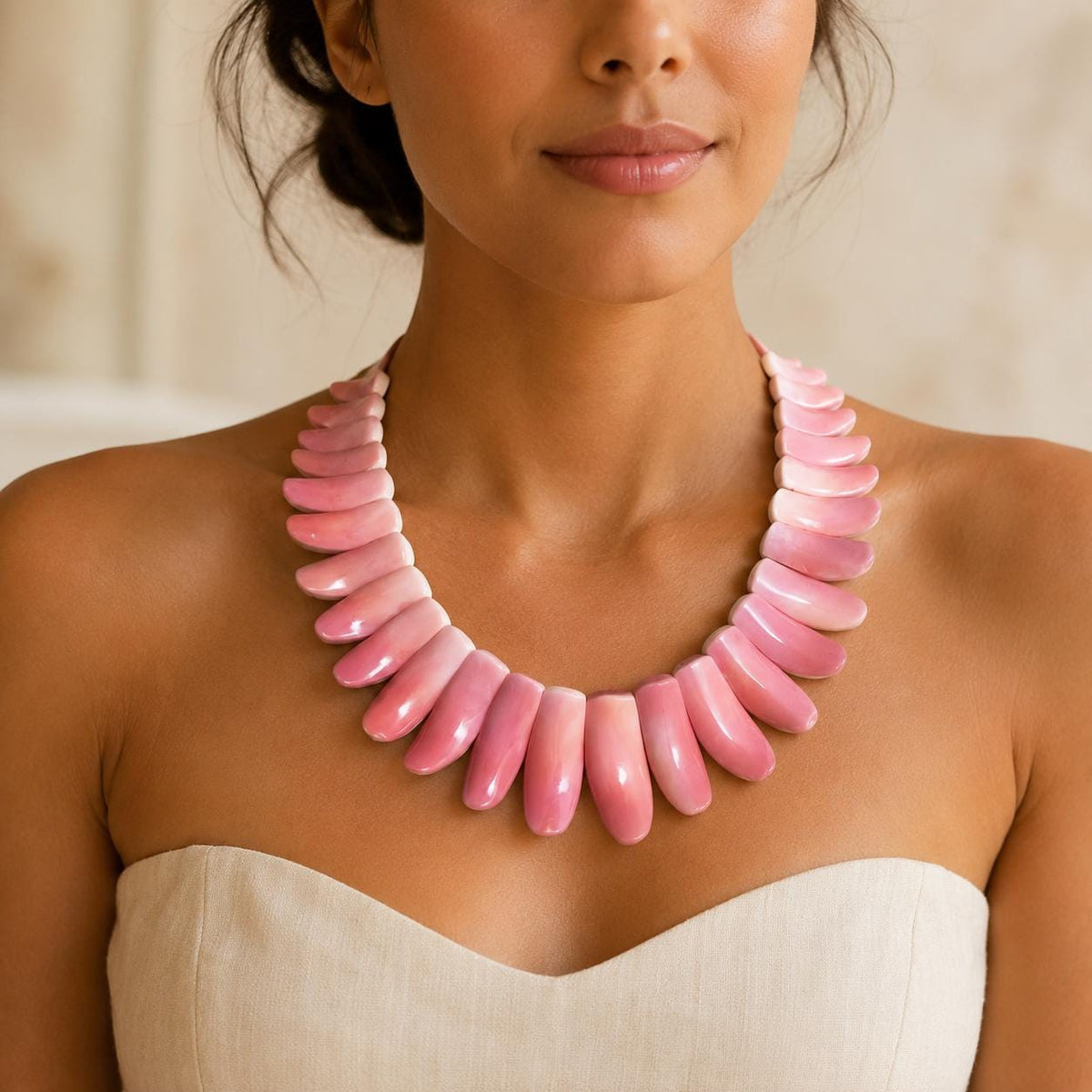 XL GRADUATED Bahamas Queen Conch Shell Beads Necklace AAA (Collection Grade) Not Dyed or Color Enhanced - Small Batch Production (25-45mm)