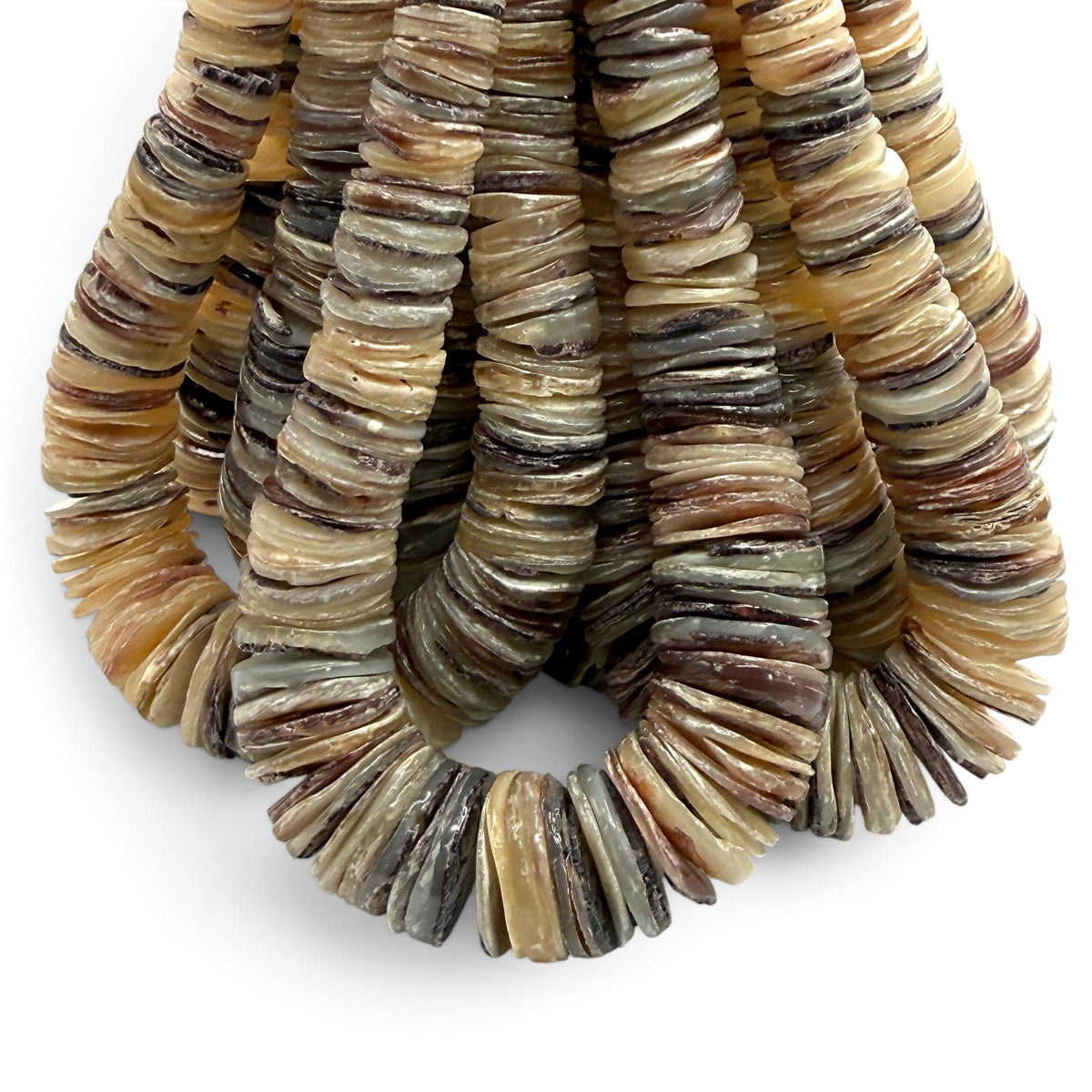 XL GRADUATED Peacock Hammer Shell Beads Indo-Pacific - 100% Natural - Never Dyed or Color Enhanced - Small Batch Production - Heishi 4-20mm