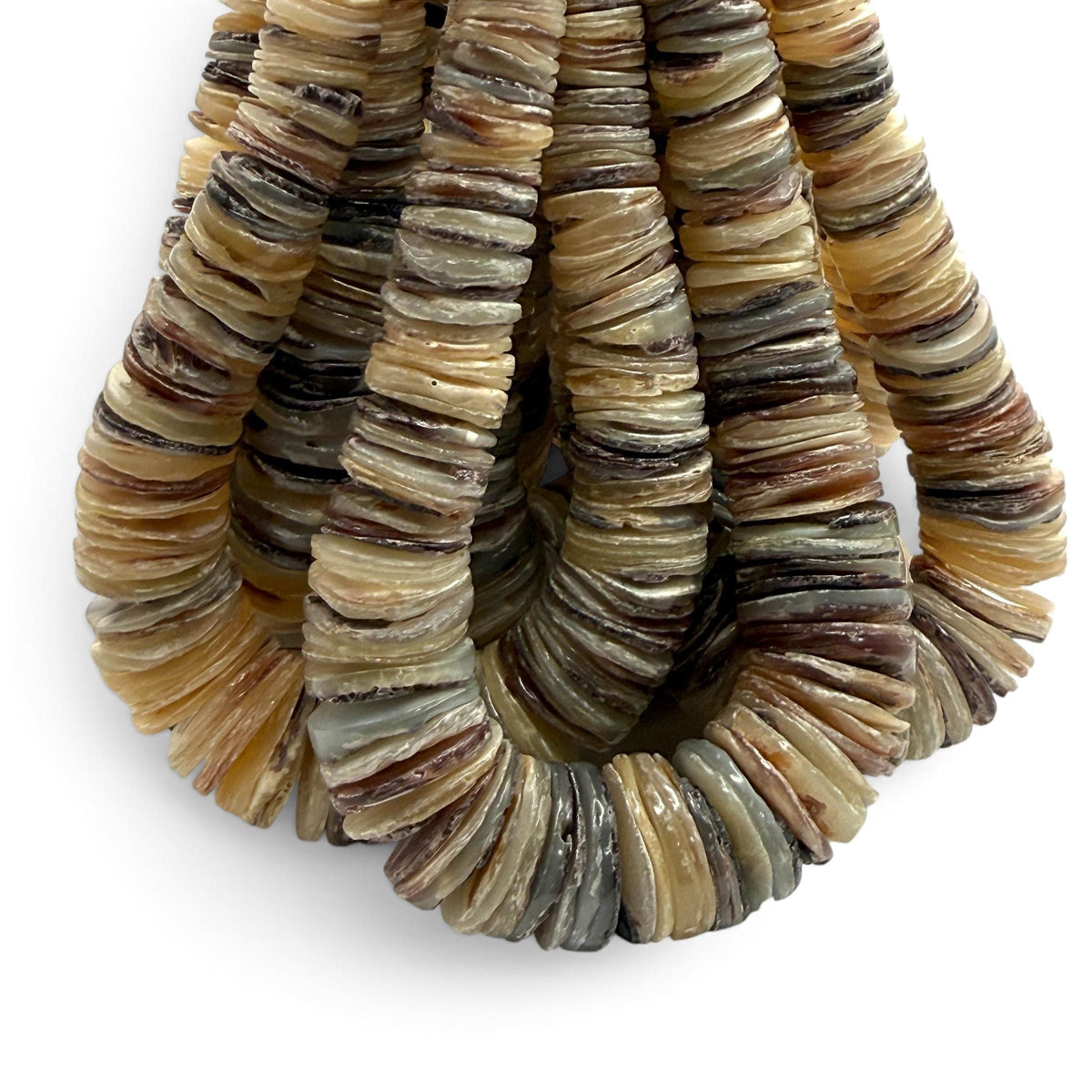 XL GRADUATED Peacock Hammer Shell Beads Indo-Pacific - 100% Natural - Never Dyed or Color Enhanced - Small Batch Production - Heishi 4-20mm