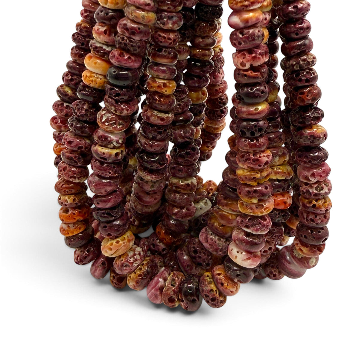 GRADUATED Purple Spiny Oyster Shell Beads Mexico - Small Batch Production - Ocean Form Pinholes - Free-Form Organic-Thickness Heishi 6-11mm