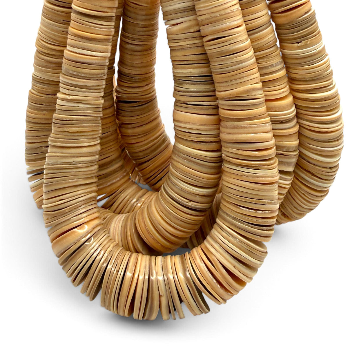 XL GRADUATED Champagne Melo Shell Beads Indo-Pacific - 100% Natural - Never Dyed or Color Enhanced - Small Batch Production - Heishi 4-20mm