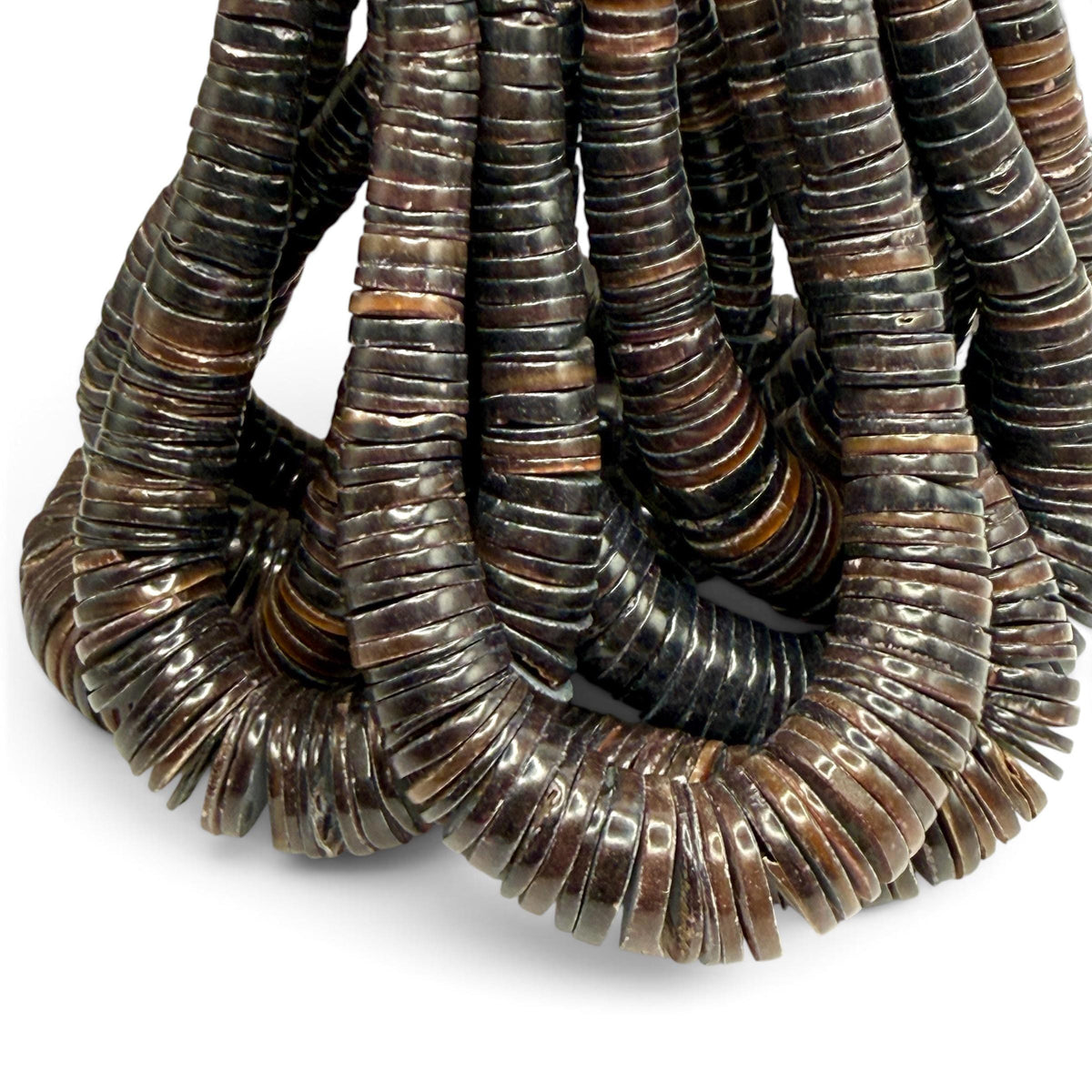 XL GRADUATED Midnight Pen Shell Beads Indo-Pacific - 100% Natural - Never Dyed or Color Enhanced - Small Batch Production - Heishi 4-20mm