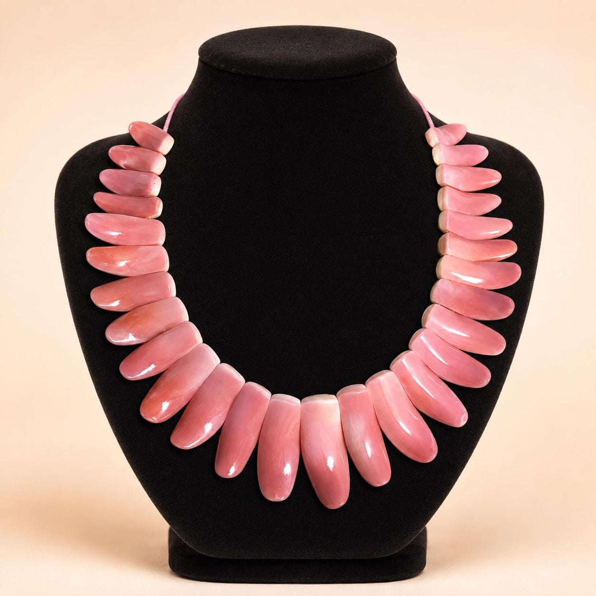 XL GRADUATED Bahamas Queen Conch Shell Beads Necklace AAA (Collection Grade) Not Dyed or Color Enhanced - Small Batch Production (25-45mm)