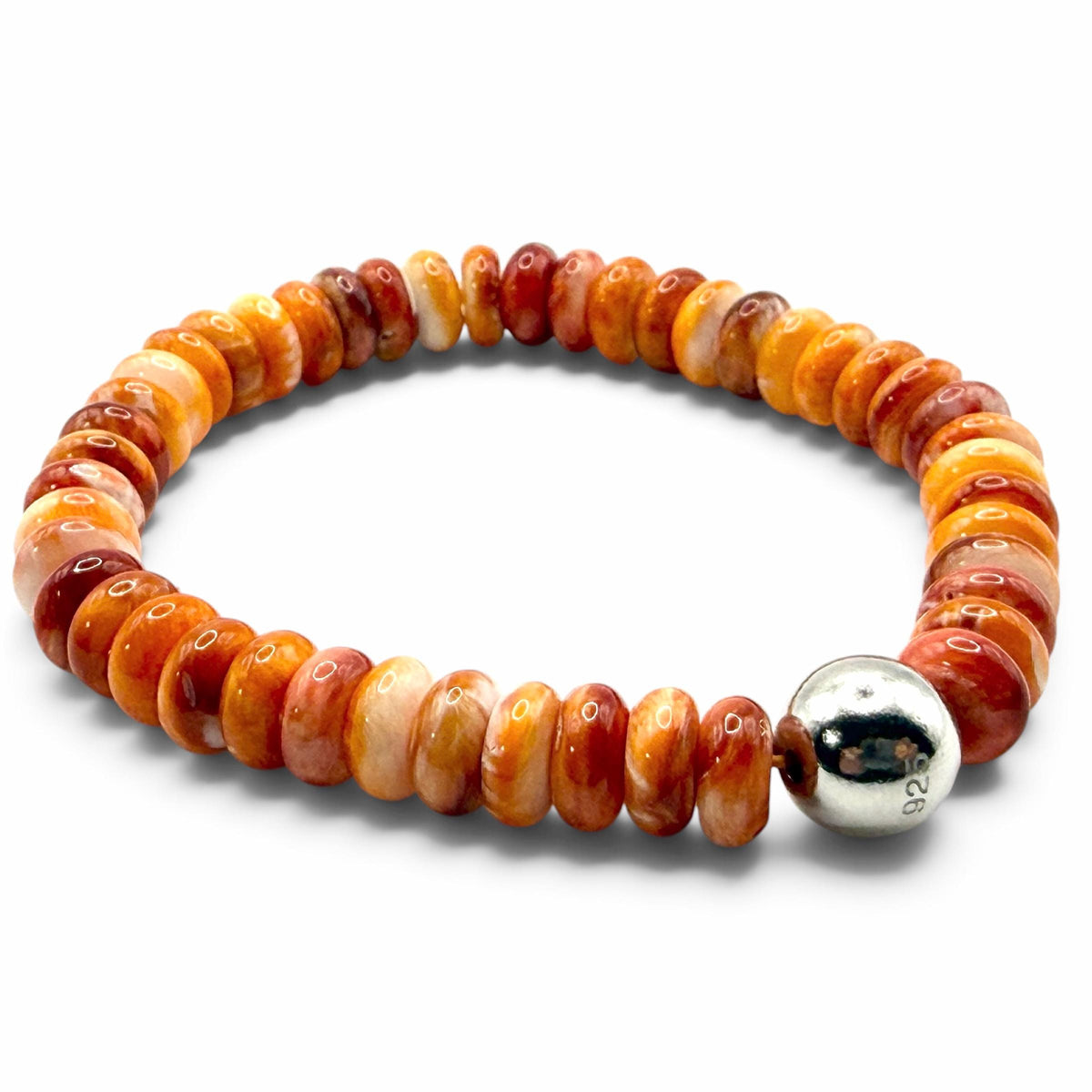 WOW Native Style Bracelet - Darkest Spiny Oyster Shell AAA - Sterling Silver Navajo-Style Pearl - Small Batch Production - Smooth Rondelle