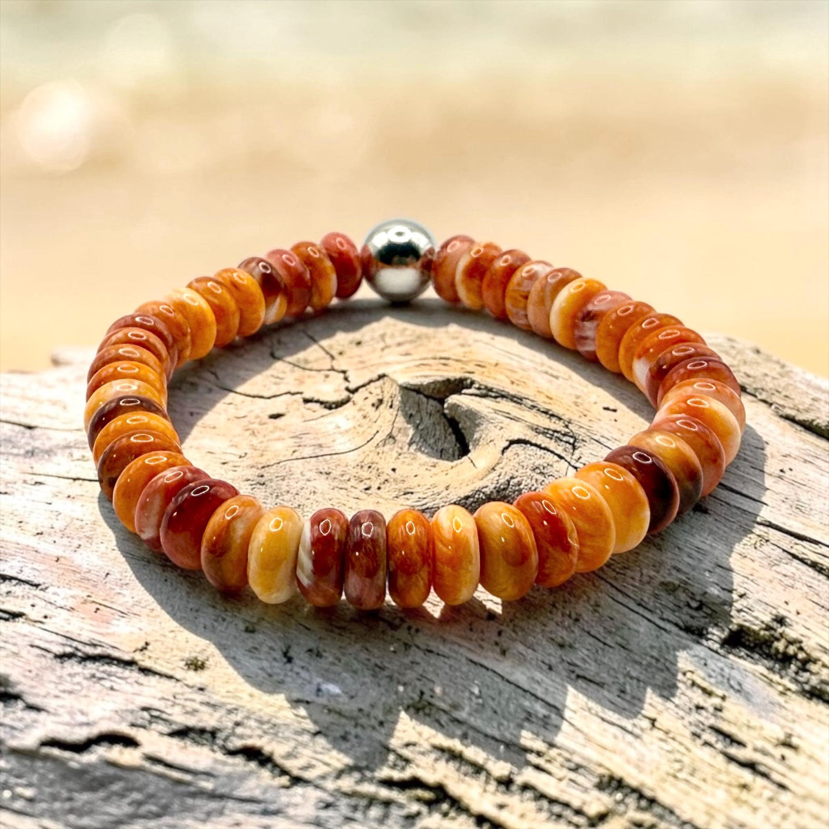 WOW Native Style Bracelet - Darkest Spiny Oyster Shell AAA - Sterling Silver Navajo-Style Pearl - Small Batch Production - Smooth Rondelle