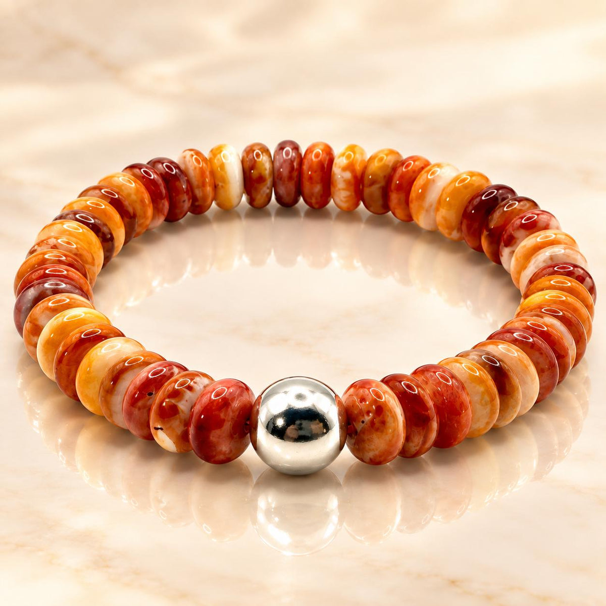 WOW Native Style Bracelet - Darkest Spiny Oyster Shell AAA - Sterling Silver Navajo-Style Pearl - Small Batch Production - Smooth Rondelle