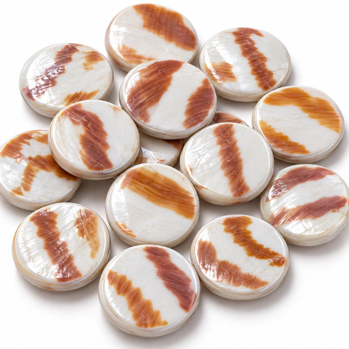 Real Tiger Nautilus Shell Beads - Never Dyed or Color Enhanced - Small Batch Production - Center Drilled Coin 20mm (8 Inches - 10 Beads)