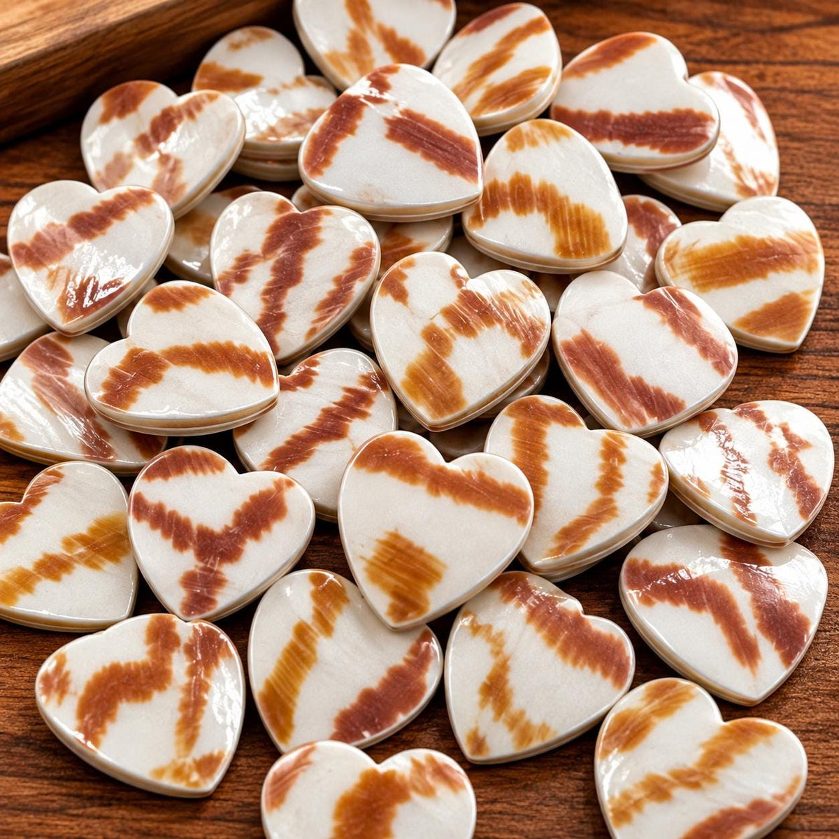 Real Tiger Nautilus Shell Beads - Never Dyed or Color Enhanced - Small Batch Production - Center Drilled Heart 20mm (8 Inches - 11 Beads)