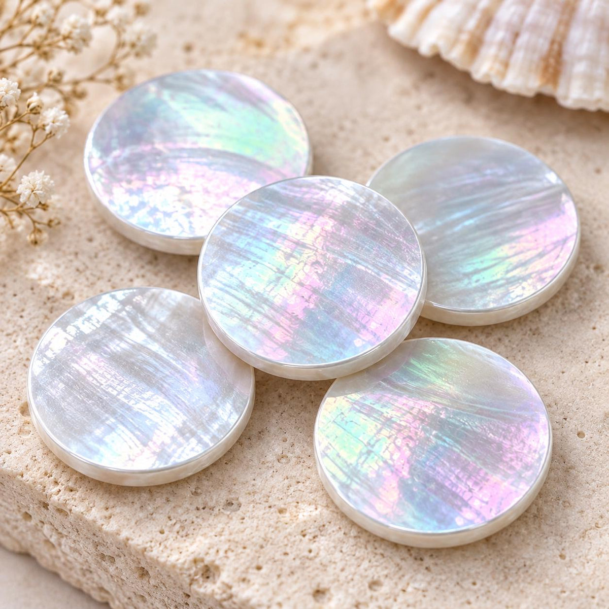Real Mermaid Nautilus Shell Beads - Thick Nacre & Iridescent Flash - Not Dyed or Color Enhanced- Small Batch Production- Center Drilled Coin