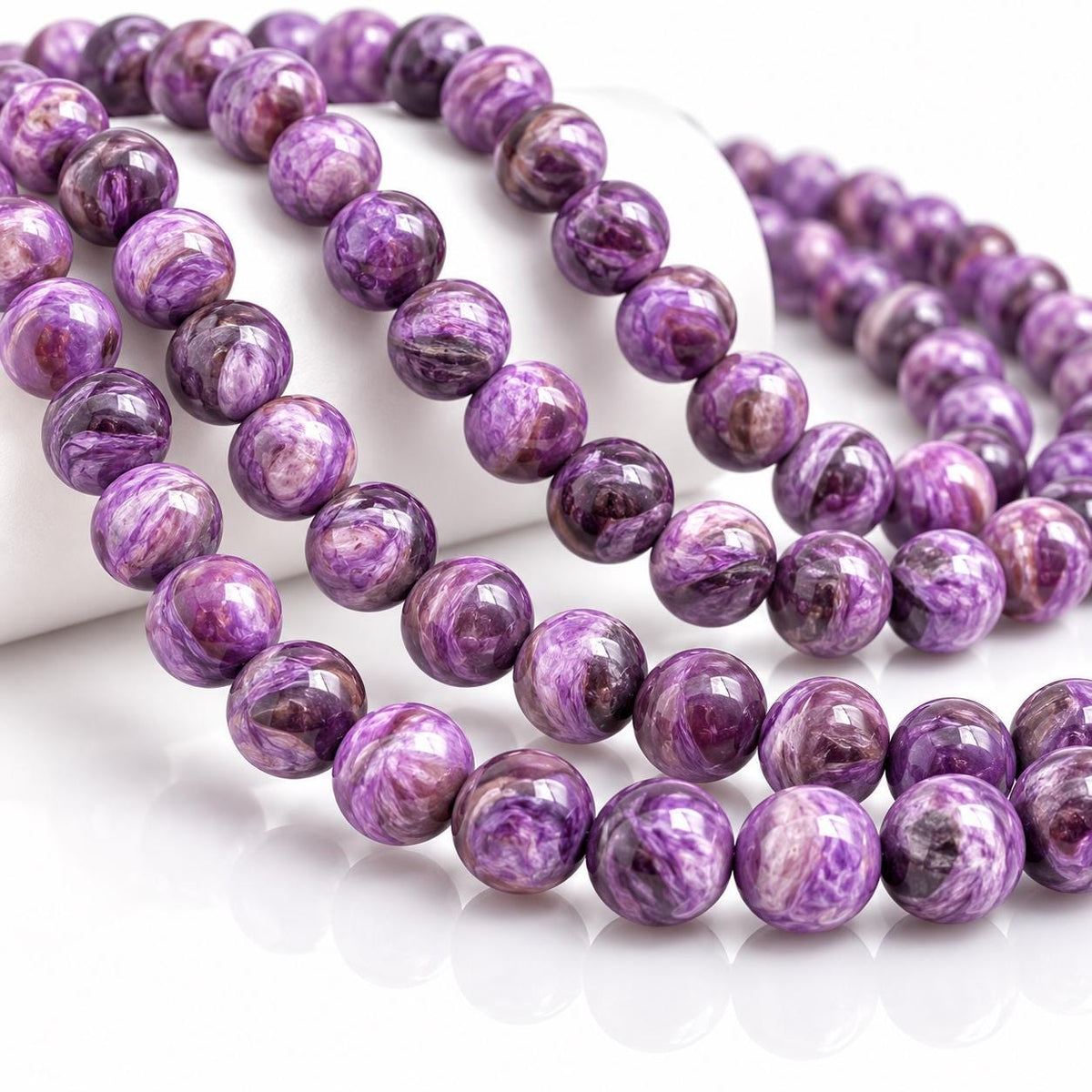 Minas-Gerais Purple Mica Muscovite Beads Brazil AAA (Often Confused with Charoite & Sugilite) Gorgeous Flash - Jewelry Making - Smooth Round