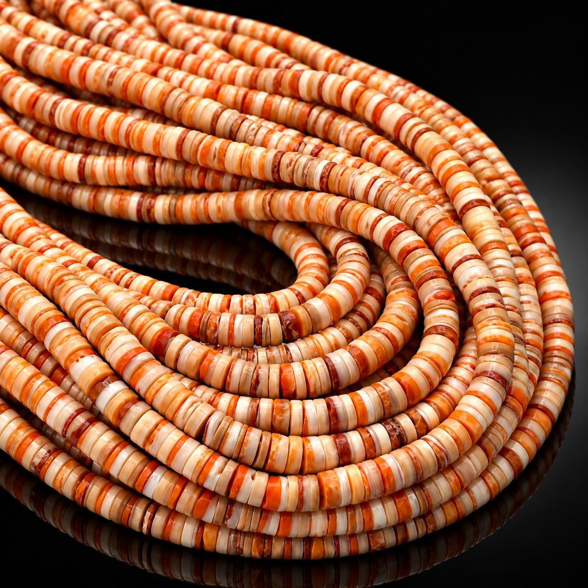 Spiny Oyster Shell & Pacific Melo Shell Mixed Beads - Never Dyed or Color Enhanced - Small Batch Production -  Mens Jewelry - 5mm