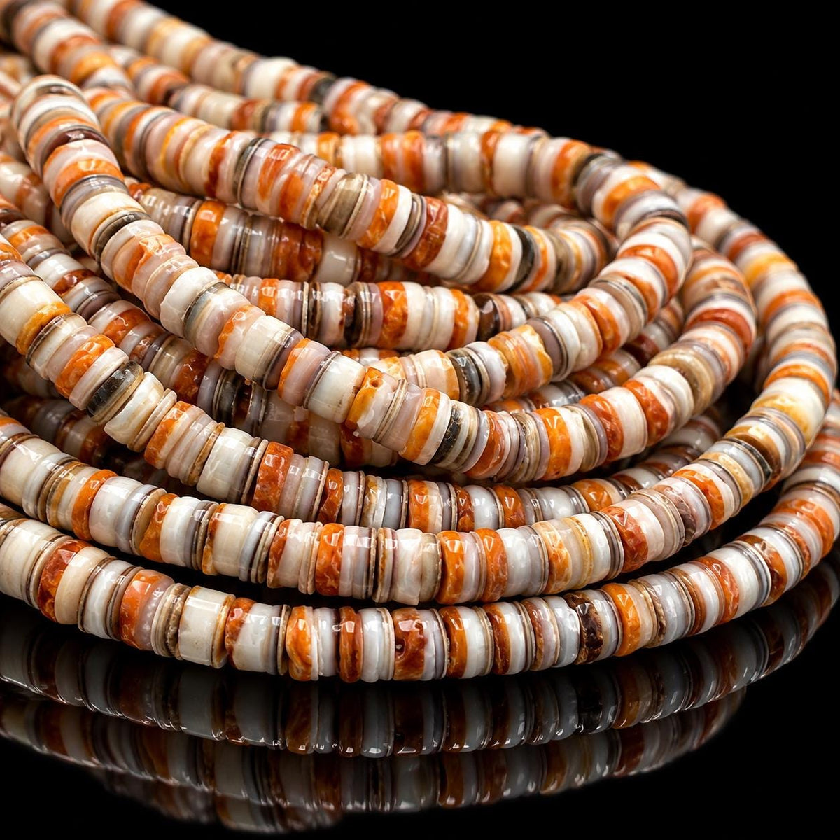 Spiny Oyster Shell & Tiger Cowrie Shell Mixed Beads - Never Dyed or Color Enhanced - Small Batch Production - Mens Jewelry Making - 5mm