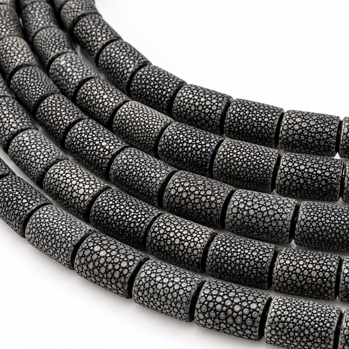 Real STINGRAY Beads - Incredible Pearl Texture Leather - Never Dyed or Color Enhanced - Small Batch Production - Tube 16X22mm (10 Beads)