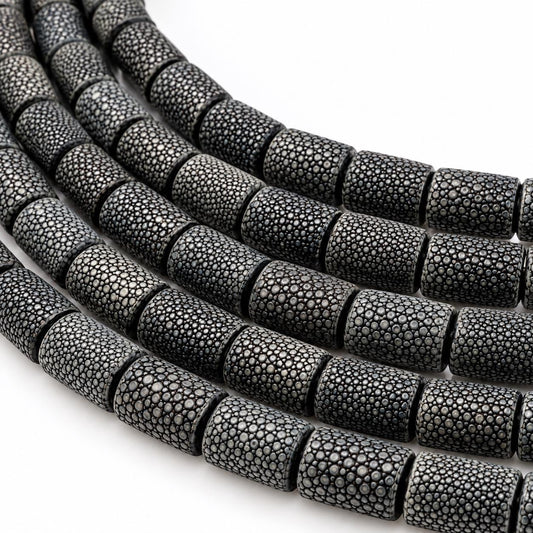 Real STINGRAY Beads - Incredible Pearl Texture Leather - Never Dyed or Color Enhanced - Small Batch Production - Tube 16X22mm (10 Beads)