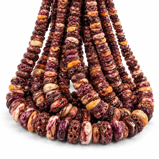 GRADUATED Purple Spiny Oyster Shell Beads Mexico - Small Batch Production - Ocean Form Pinholes - Free-Form Organic-Thickness Heishi 6-11mm