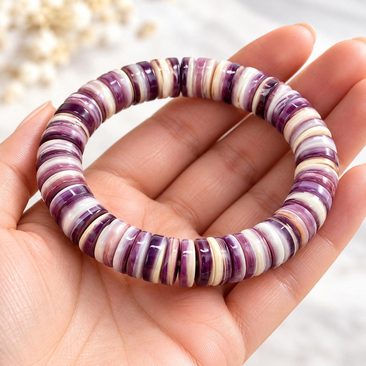 Darkest Wampum Shell Beads Bracelet AAA - Never Dyed or Color Enhanced - Small Batch Production - Native American Style - Smooth Heishi