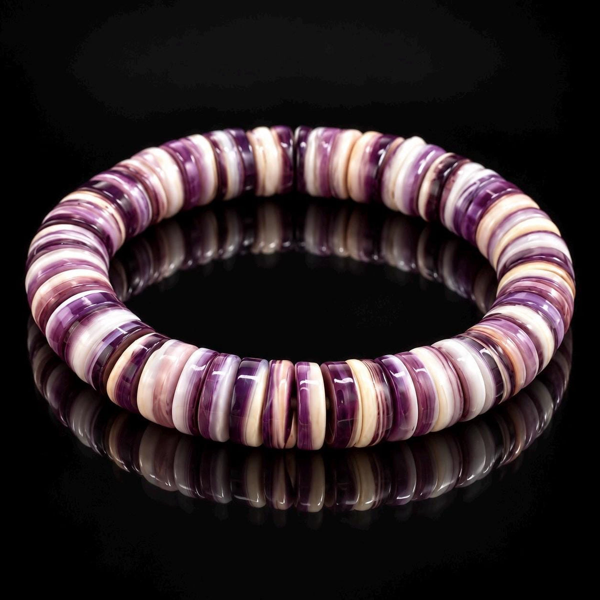 Darkest Wampum Shell Beads Bracelet AAA - Never Dyed or Color Enhanced - Small Batch Production - Native American Style - Smooth Heishi