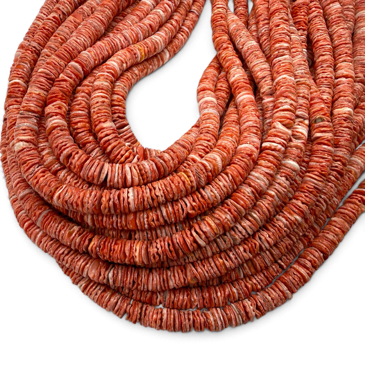 Sunrise Red Scallop Shell Beads AAA - 100% Natural - Never Dyed or Color Enhanced - Small Batch Production - Organic-Thickness Heishi