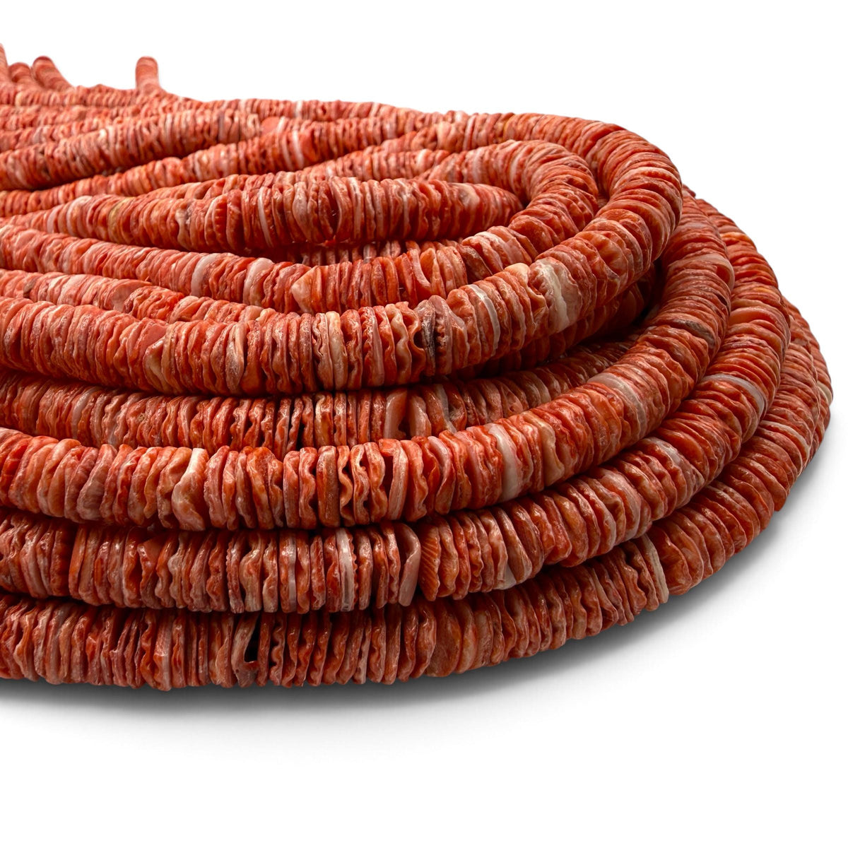 Sunrise Red Scallop Shell Beads AAA - 100% Natural - Never Dyed or Color Enhanced - Small Batch Production - Organic-Thickness Heishi