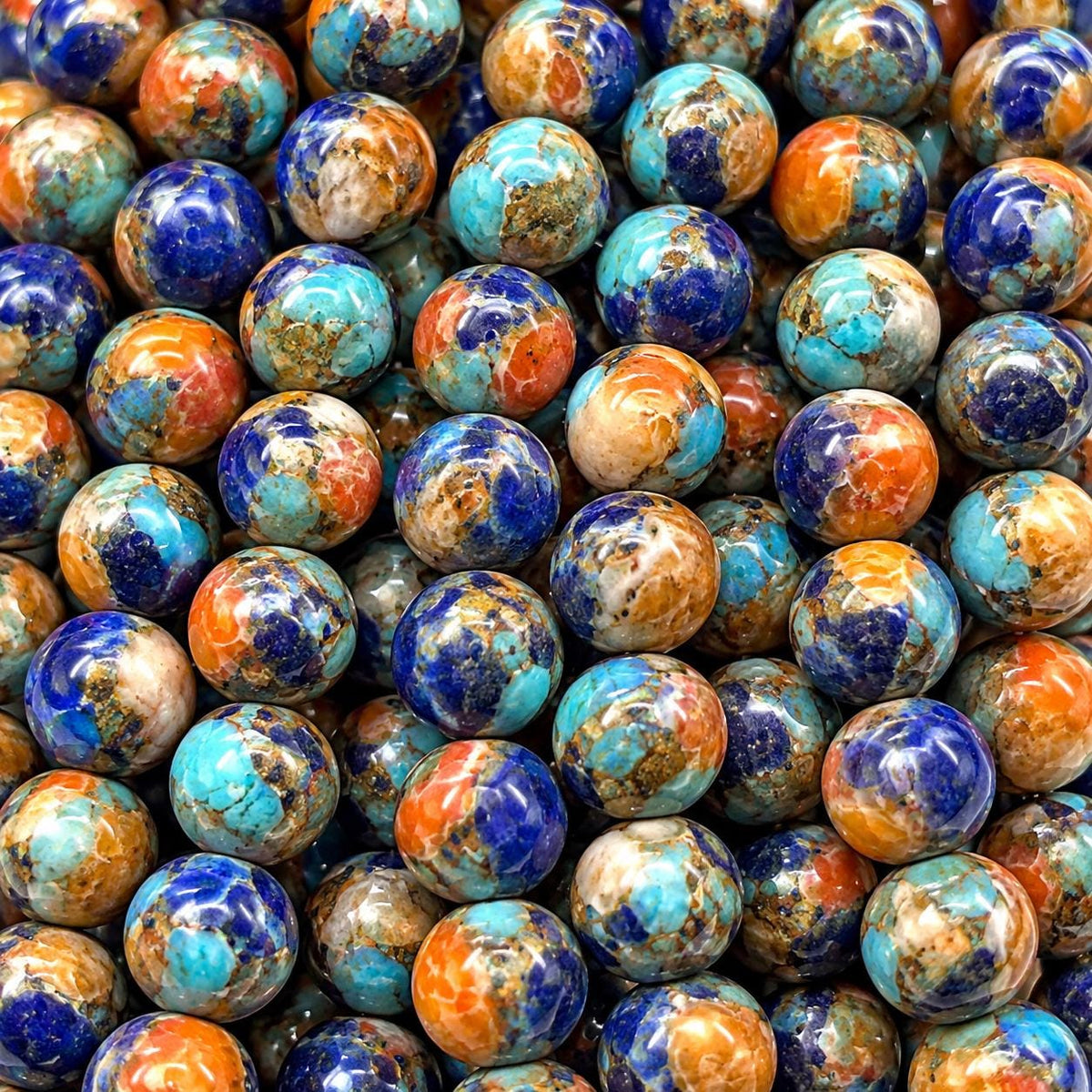 3in1 Spiny Oyster Shell, Mohave Copper Turquoise & Lapis Inlay Beads - Not Dyed or Color Enhanced - Small Batch Production - Native Style