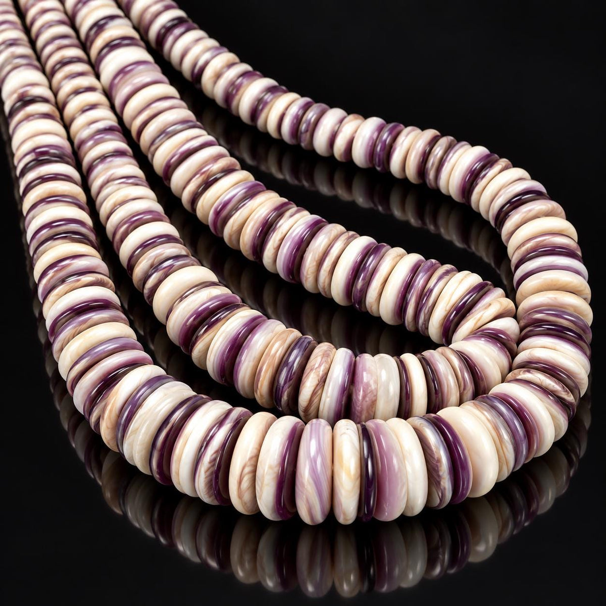 XL GRADUATED Wampum Shell Beads USA East Coast Quahog - Lavender-Tone - Native American Style - Organic-Thickness Freeform Heishi 8-16mm