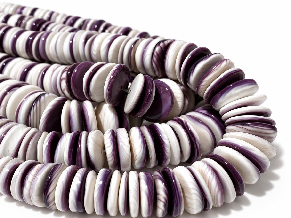 XL GRADUATED Wampum Shell Beads USA East Coast Quahog - Lavender-Tone - Native American Style - Organic-Thickness Freeform Heishi 8-16mm