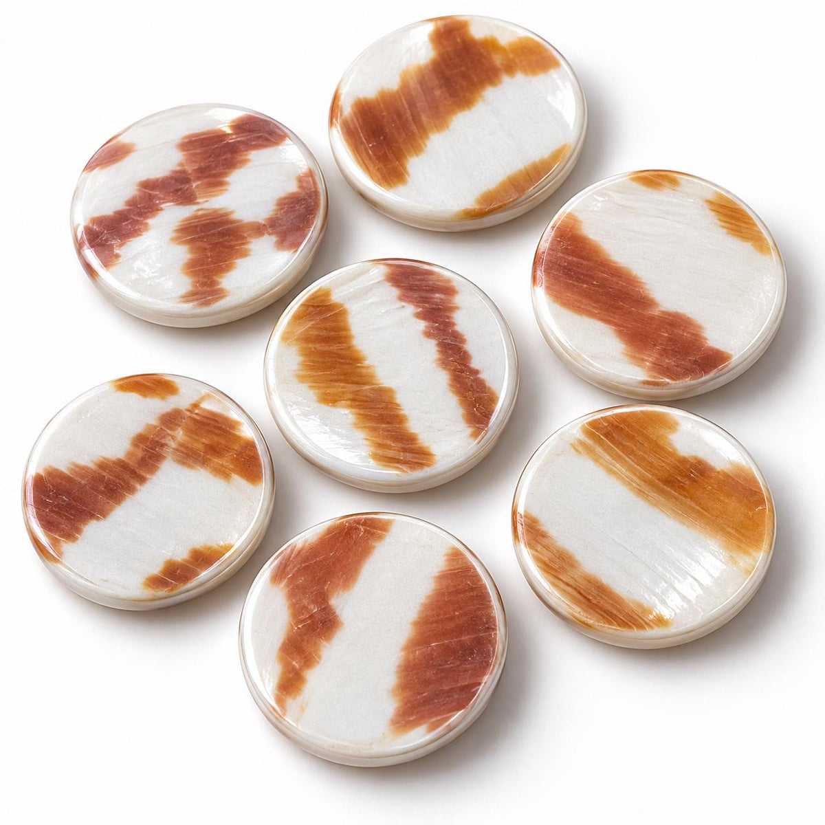 Real Tiger Nautilus Shell Beads - Never Dyed or Color Enhanced - Small Batch Production - Center Drilled Coin 20mm (8 Inches - 10 Beads)