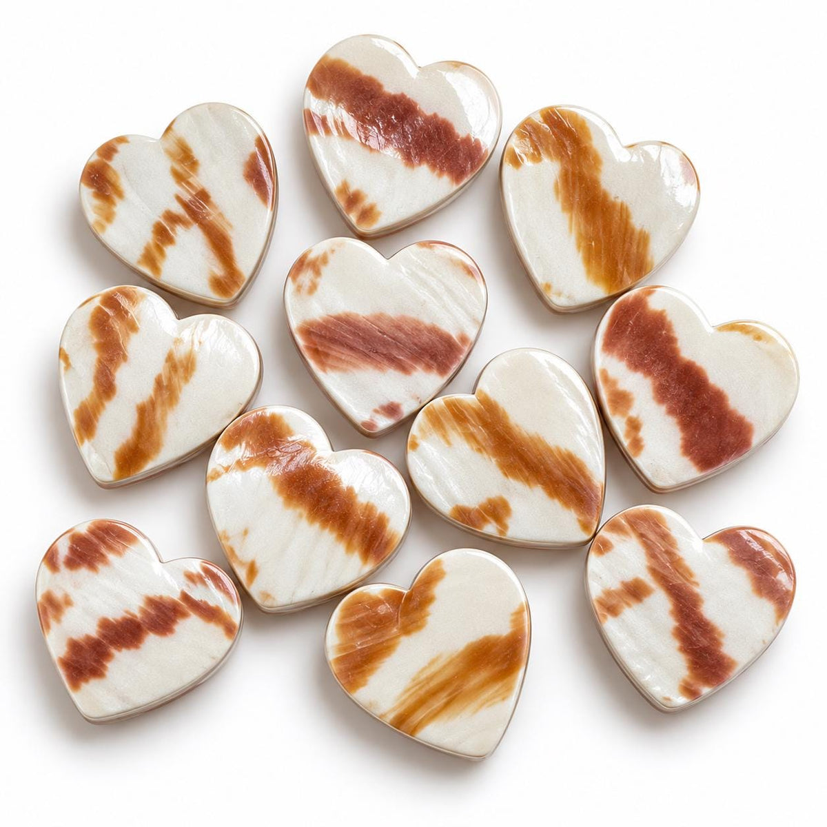 Real Tiger Nautilus Shell Beads - Never Dyed or Color Enhanced - Small Batch Production - Center Drilled Heart 20mm (8 Inches - 11 Beads)