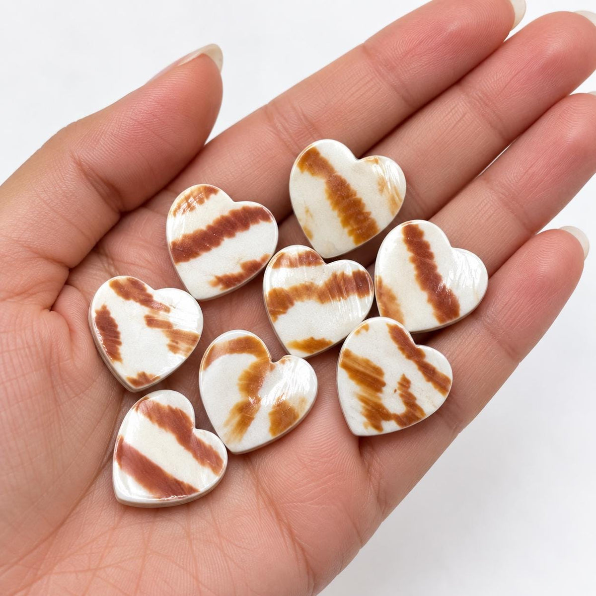 Real Tiger Nautilus Shell Beads - Never Dyed or Color Enhanced - Small Batch Production - Center Drilled Heart 20mm (8 Inches - 11 Beads)