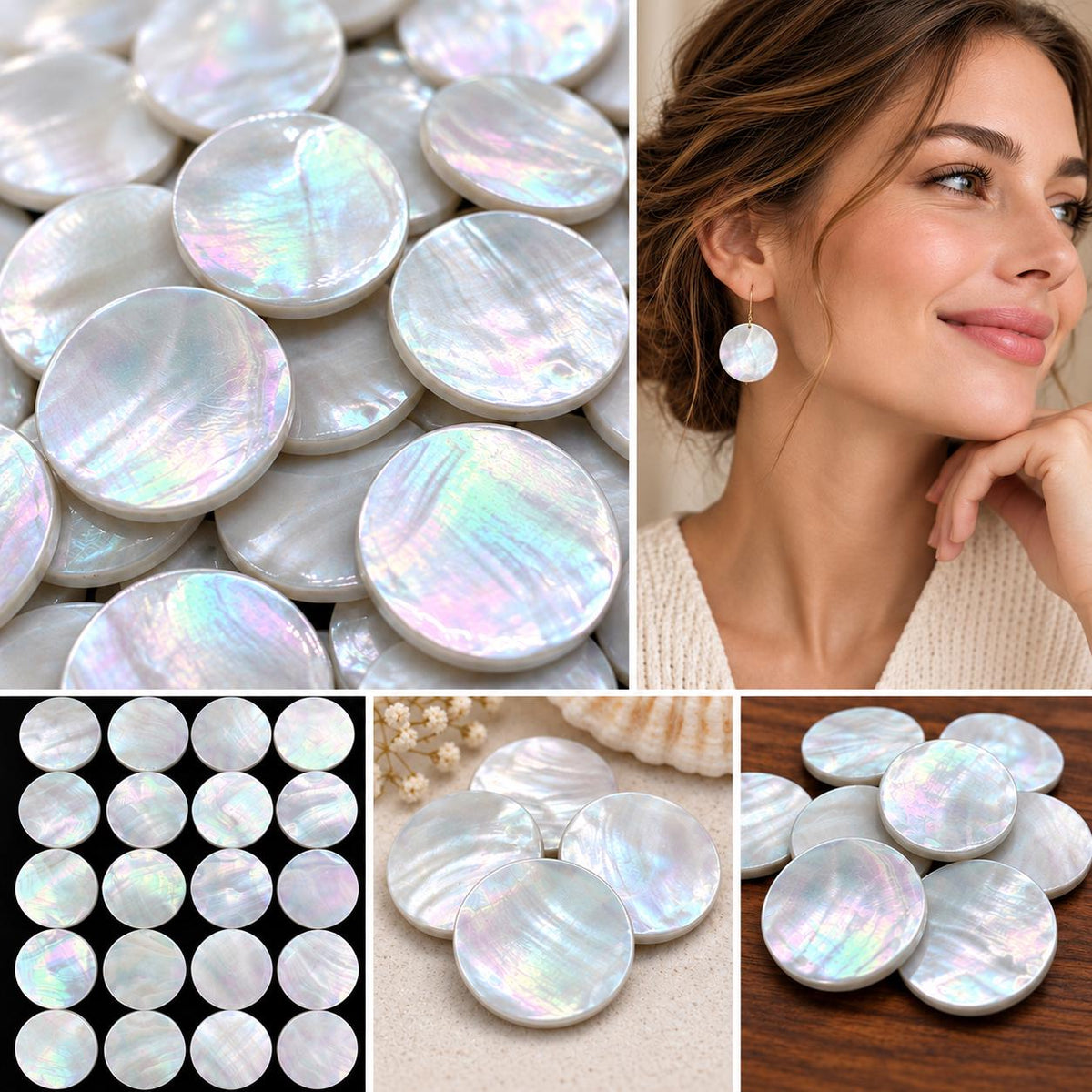 Real Mermaid Nautilus Shell Beads - Thick Nacre & Iridescent Flash - Not Dyed or Color Enhanced- Small Batch Production- Center Drilled Coin
