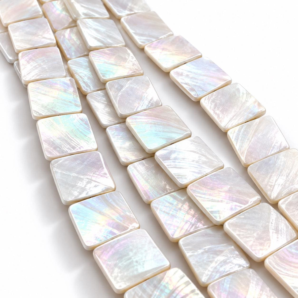 Real Mermaid Nautilus Shell Beads AAA - Thick Nacre & Iridescent Flash - Not Dyed or Color Enhanced - Double Sided Center Drilled Square