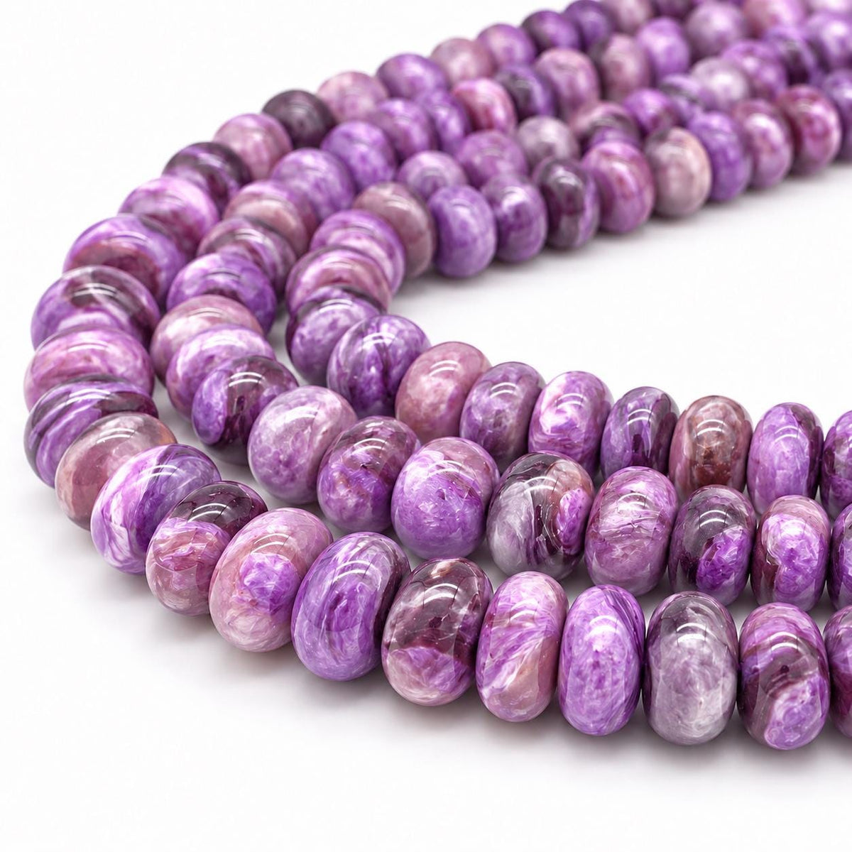Minas-Gerais Purple Mica Muscovite Beads Brazil AAA (Often Confused with Charoite & Sugilite) Gorgeous Flash - Jewelry Making - Rondelle