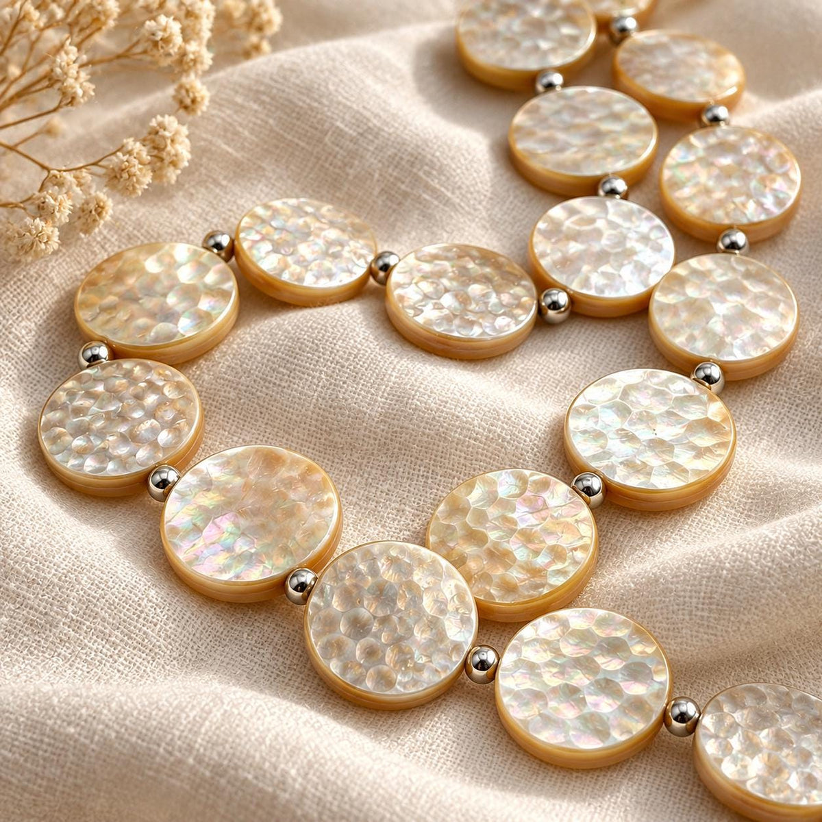 Champagne Lip Oyster Shell Beads Australia - 3D Bubble Texture - Natural Never Dyed - Iridescent Double Sided Coin 20mm-  16 Pcs (G404)