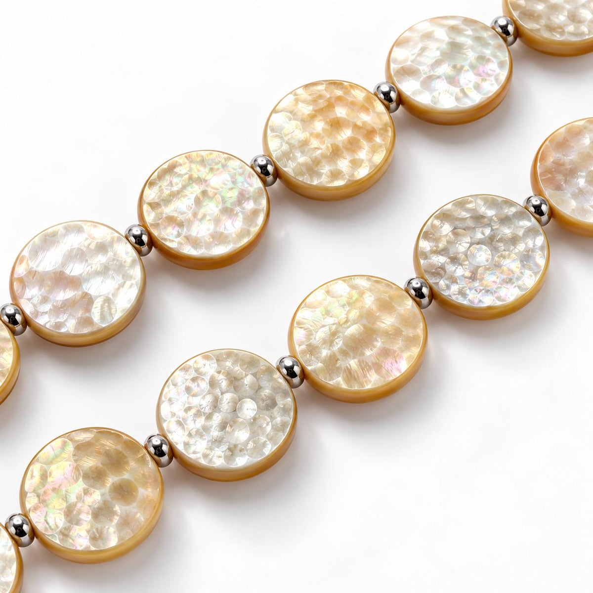 Champagne Lip Oyster Shell Beads Australia - 3D Bubble Texture - Natural Never Dyed - Iridescent Double Sided Coin 20mm-  16 Pcs (G404)