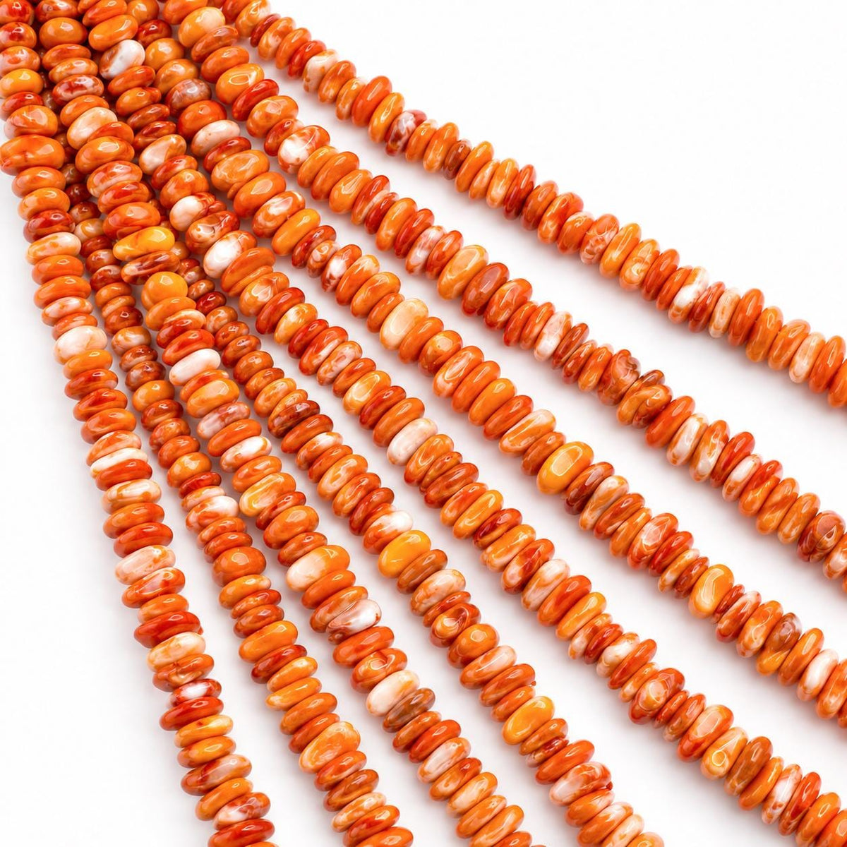 Orange Spiny Oyster Shell Beads From Mexico - Never Dyed - Polished Smooth Edges - Multicolor Irregular Freeform Chips/Sticks Tiny (#C501)