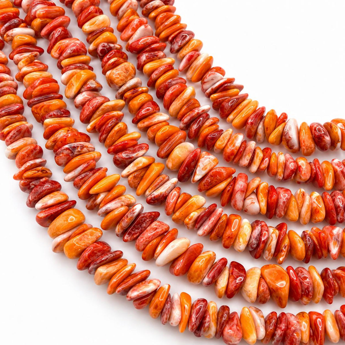 Multicolor Spiny Oyster Shell Beads From Mexico - Never Dyed - Polished Smooth Edges - Irregular Freeform Chips/Sticks Tiny (#C503)