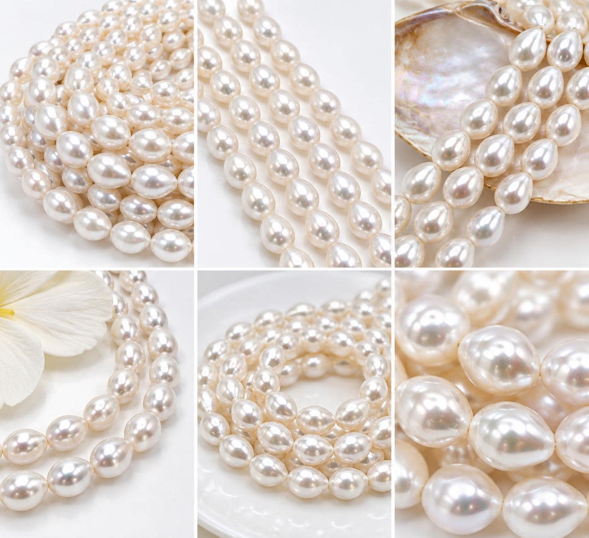 High Luster Edison Pearl Beads - Strong Nacre Natural White - Jewelry Making - Irregular Freeform Rice Baroque  Shape Approx. 6mm