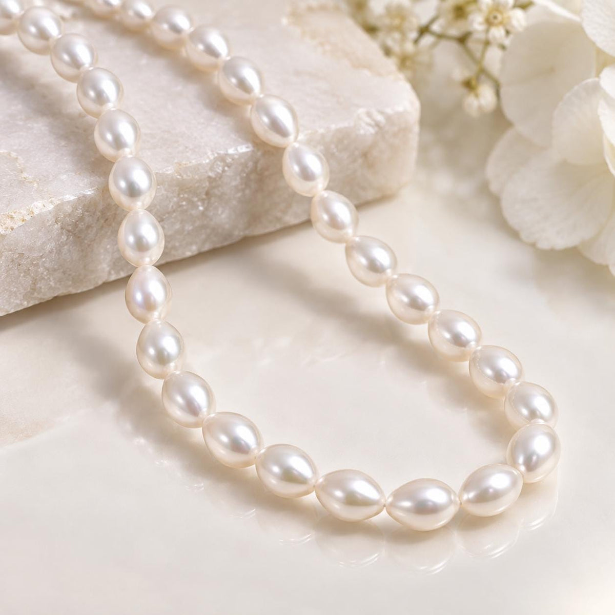 High Luster Edison Pearl Beads - Strong Nacre Natural White - Jewelry Making - Irregular Freeform Rice Baroque  Shape Approx. 6mm