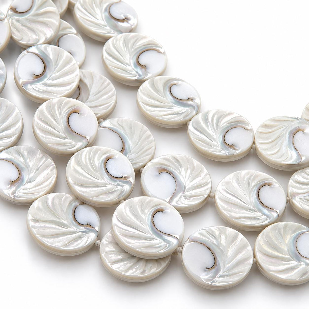 WOW Mermaid Nautilus Shell Beads AAA (Harmony Line) 3D Tactile Grooves - Thick Nacre - Never Dyed or Color Enhanced - Center Drilled Coin