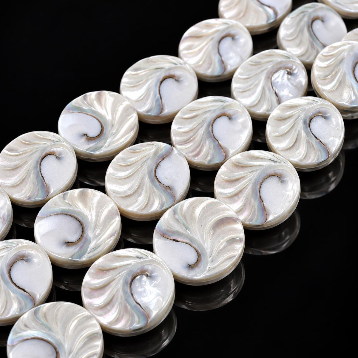 WOW Mermaid Nautilus Shell Beads AAA (Harmony Line) 3D Tactile Grooves - Thick Nacre - Never Dyed or Color Enhanced - Center Drilled Coin