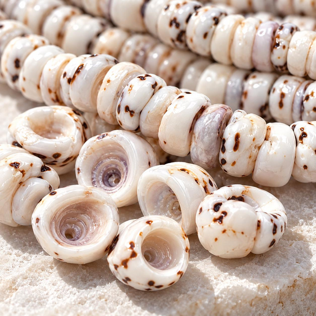 PUKA Shell Beads with Tiger Matrix - Premium Cup Shape - Minimal Bottom Cracks - Naturally Formed Holes - Never Dyed/Treated - Men's Jewelry