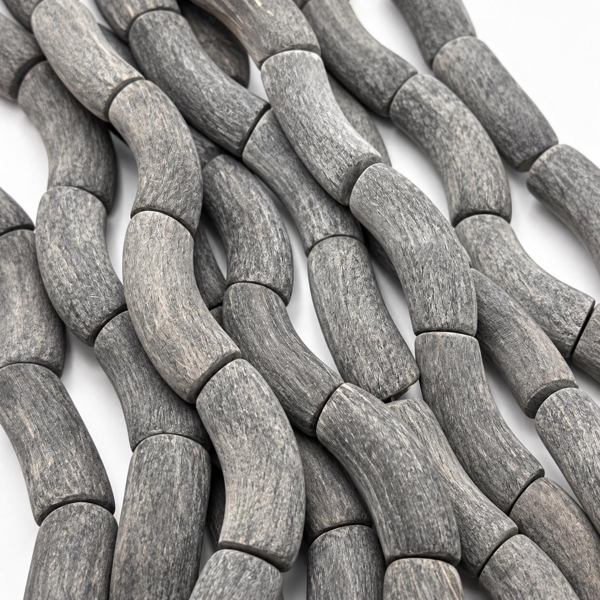 Real Buffalo HORN Beads - Premium Matte Finish - Naturally Curved Tube - Hand-Carved From Solid Horn Tip