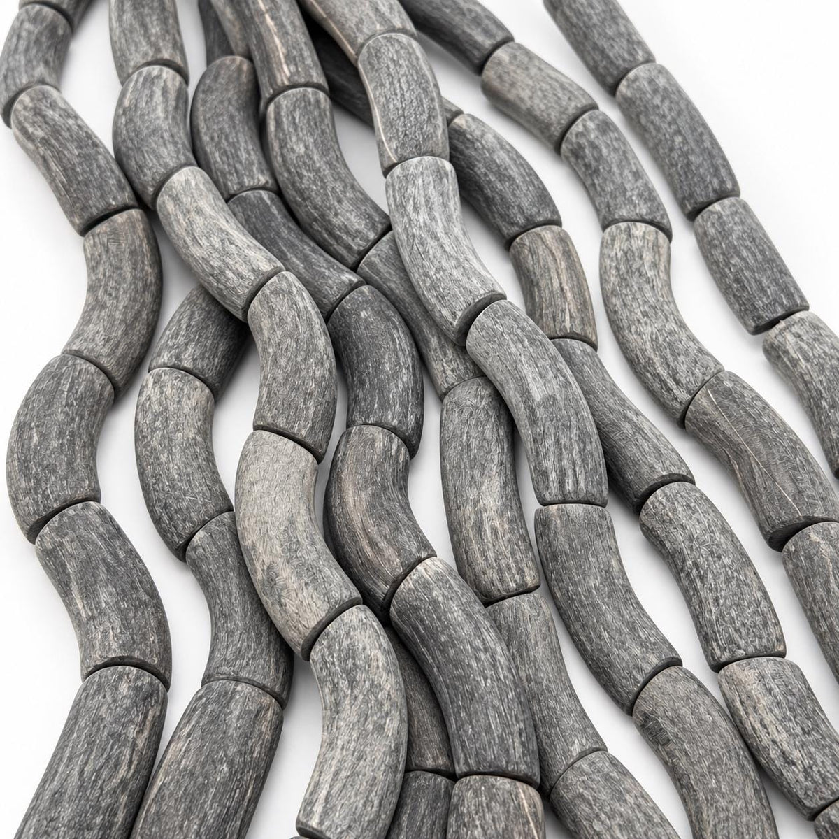 Real Buffalo HORN Beads - Premium Matte Finish - Naturally Curved Tube - Hand-Carved From Solid Horn Tip