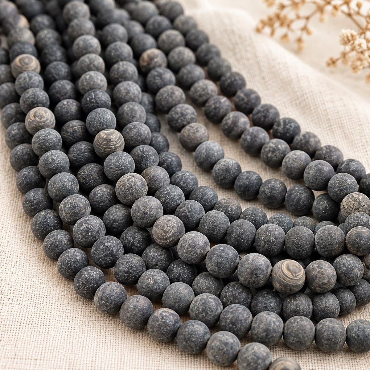 Real Buffalo HORN Beads - Premium Matte Finish - Hand-Carved From Solid Horn Tip - Smooth Round - 15.5 Inch