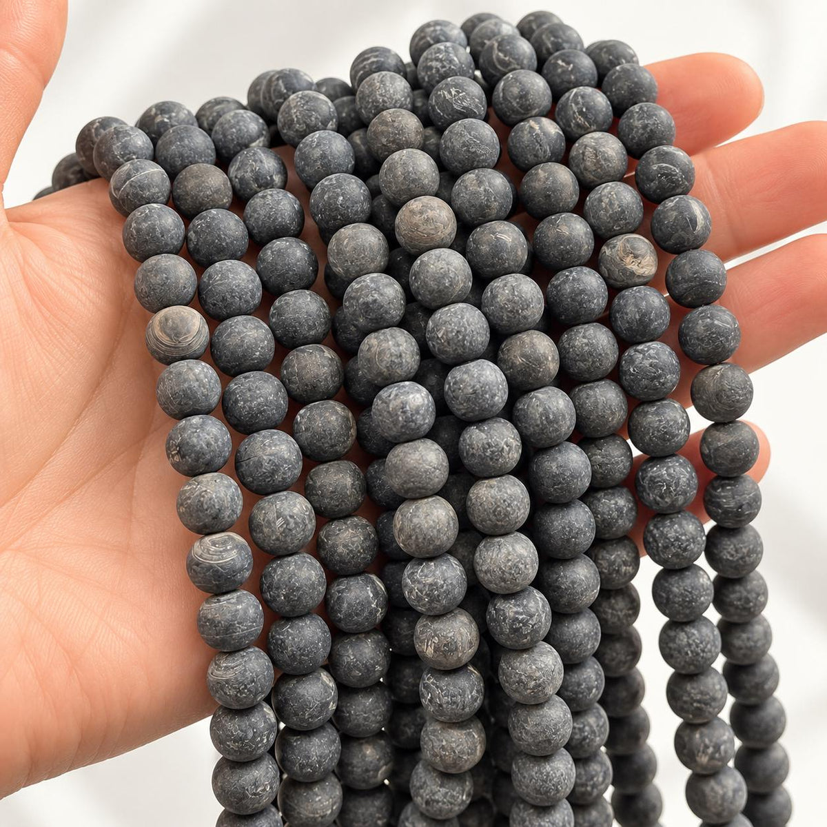 Real Buffalo HORN Beads - Premium Matte Finish - Hand-Carved From Solid Horn Tip - Smooth Round - 15.5 Inch